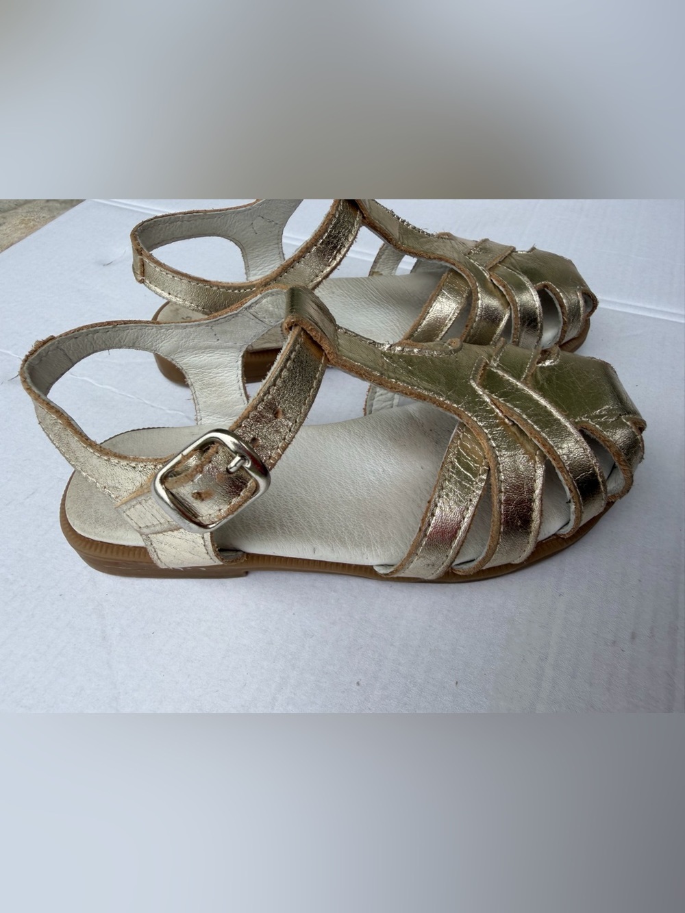 La Coqueta Sophia Sandal Metallic Gold Leather Girls Sandals | EU 26 - Picture 10 of 15
